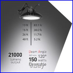 150W LED High Bay Light Fixture Dimmable IP65 21000lm 5000K & US Plug 5' Cable
