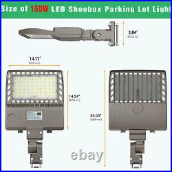 150W LED Parking Lot Light 21000Lm 5000K Led Shoebox Street Pole Light Arm Mount