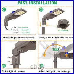 150W LED Parking Lot Light Dusk To Dawn Outdoor IP65 Street Shoebox Pole Lamp