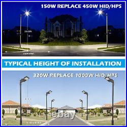 150W LED Parking Lot Light Fixture Shoebox Outdoor Street Area Commercial Light
