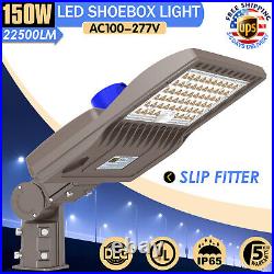 150W LED Parking Lot Light Shoebox Pole Light Fixtures Dusk to Dawn Slip Fitter