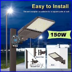 150W LED Parking Lot Light with Photocell Module Street Shoebox Pole fixtures
