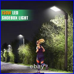 150W LED Parking Lot Light with Photocell Outdoor Commercial Shoebox Street Lamp