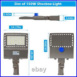 150W LED Parking Lot Lights Industrial Shoebox Area Pole Lamp Dusk-to-Dawn 5000K