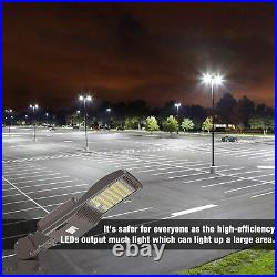 150W LED Parking Lot Lights Street Shoebox Pole Light Fixture Arm Mount 21000Lm