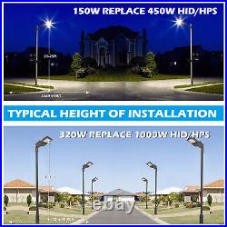 150W LED Shoebox Light Dusk-to-Dawn Industrial Parking Lot Pole Fixture 277-480V