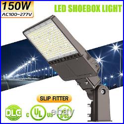 150W LED Shoebox Light Fixture Dusk To Dawn Outdoor Street Parking Lot Pole Lamp