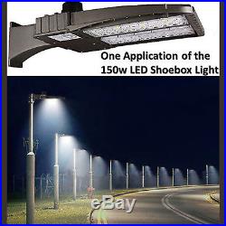 150W LED Shoebox Light Parking Lot Pole Commericial Building Street Lighting