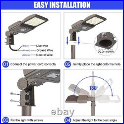 150W LED Shoebox Pole Light Commercial Outdoor Parking Lot Flood Light 100-277V