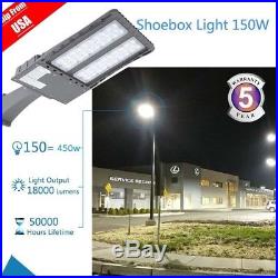 150W Parking Lot Light 18000LM Outdoor LED Shoebox Light Pole Lighting 5700K VI