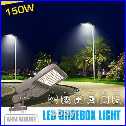 150 Watt LED Shoebox Lights Street Area Road Parking Lot Lights Arm Mount 5000K