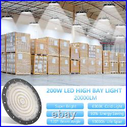 15 Pack 200W UFO LED High Bay Light Factory Warehouse Commercial Light Fixtures