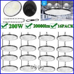 16 Pack 200W UFO Led High Bay Lights Commercial Warehouse Factory Light Fixture
