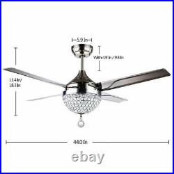 1Dimmable LED Fandelier Ceiling Fan with Stainless Steel Blades Remote Control