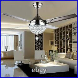 1Dimmable LED Fandelier Ceiling Fan with Stainless Steel Blades Remote Control