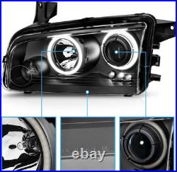 2006-2010 Dodge Charger Dual Xtreme LED Halo Rings Projector Black Replacement