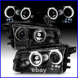2006-2010 Dodge Charger Dual Xtreme LED Halo Rings Projector Black Replacement
