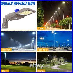 200W Commercial Outdoor Shoebox Lights Dusk to Dawn Street Area Slip Fitter Lamp