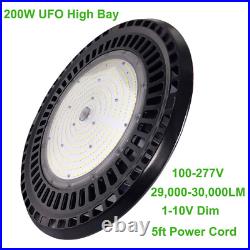 200W LED Dimmable UFO High Bay Light, LED Workshop High Bay 600W HPS/HID Equiv