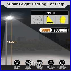 200W LED Parking Lot Light 44800 Lumen, Shoebox Area Flood Light with Slip Fitter