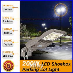 200W LED Parking Lot Light Commercial Outdoor Shoebox Street Lighting Fixture US