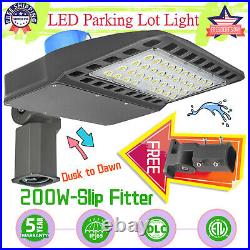 200W LED Parking Lot Light Commercial Outdoor Shoebox Street Pole Lamp Slip Fit