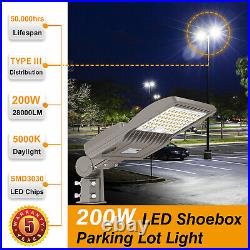 200W LED Parking Lot Light Commercial Outdoor Shoebox Street Pole Lighting 5000K
