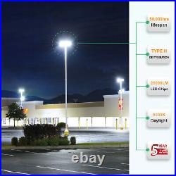 200W LED Parking Lot Light Commercial Shoebox Street Area Pole Light + Arm Mount