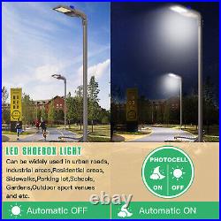 200W LED Parking Lot Light Dusk To Dawn Commercial Street Shoebox Pole Light 5YR