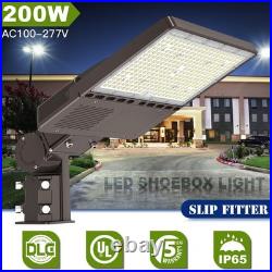 200W LED Parking Lot Light Dusk to Dawn Outdoor Street Shoebox Pole Fixture IP65