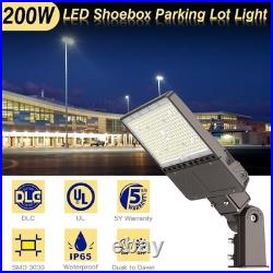 200W LED Parking Lot Light Dusk to Dawn Outdoor Street Shoebox Pole Fixture IP65
