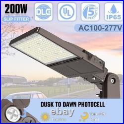 200W LED Parking Lot Light with Photocell Commercial Shoebox Area Pole Lights