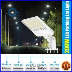 200W LED Parking Lot Pole Light Commercial Shoebox Fixture Dusk To Dawn -28000LM