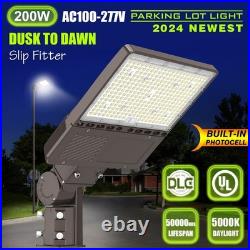 200W LED Parking Lot Shoebox Light 30000LM Slip Fitter Mount Outdoor Street Lamp