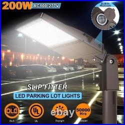 200W LED Parking Lot Shoebox Light 30000LM Slip Fitter Mount Outdoor Street Lamp