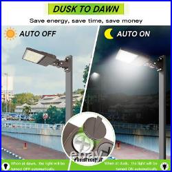200W LED Parking Lot Shoebox Pole Light Fixture 5000K Daylight With Dusk To Dawn