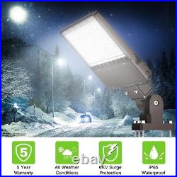 200W LED Parking Lot Shoebox Pole Light Fixture 5000K Daylight With Dusk To Dawn