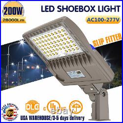 200W LED Shoebox Light Commercial Street Parking Lot Light Dusk to Dawn 28000Lm