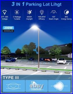 200W LED Shoebox Light Dusk To Dawn Commercial Outdoor Street Parking Lot Light