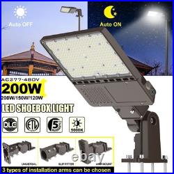 200W LED Shoebox Light Dusk To Dawn Commercial Outdoor Street Parking Lot Light