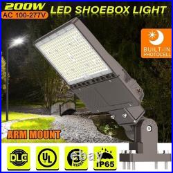 200W LED Shoebox Parking Lot Light Dusk To Dawn Commercial Outdoor Street Lights
