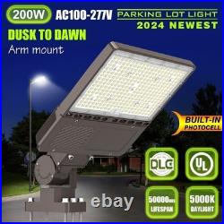 200W LED Shoebox Parking Lot Light Dusk To Dawn Commercial Outdoor Street Lights