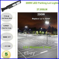 200W LED Shoebox Parking Lot Pole Area Lights with Direct Arms Mount 27000LM UL