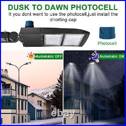 200W LED Shoebox Parking Lot light Fixture with Dusk to Dawn Photocell 5000K DLC