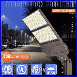 200W LED Shoebox Pole Light Dusk To Dawn Commercial Outdoor Parking Lot Fixtures