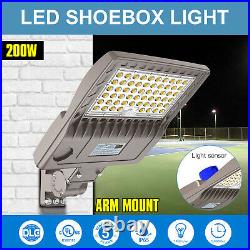 200W LED Shoebox Pole Light Dusk to Dawn Commercial Street Parking Lot Lighting