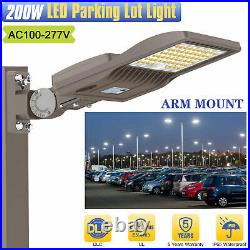 200W LED Shoebox Pole Light Outdoor Parking Lot Street Lighting 5000K 28,000 LM