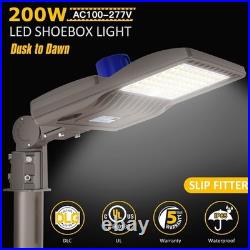 200W LED Shoebox Pole Light Outdoor Street Parking Lot Fixture with Photocell