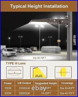 200W Outdoor LED Parking Lot Light Dusk To Dawn Commercial Shoebox Area Light US