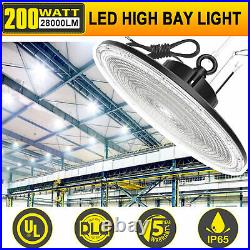 200 Watt UFO Round High Bay LED Light Fixture 28,000 Lumens DLC 5000K Dimmable